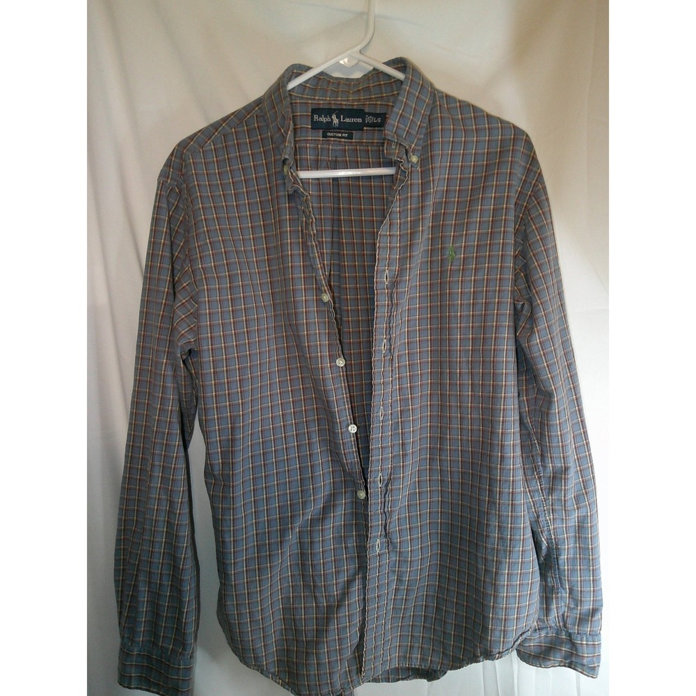 Ralph Lauren Custom Fit Plaid‎ Button Down Shirt Long Sleeve Mens L